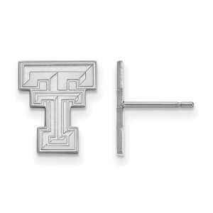 10k White Gold Texas Tech University Small Post Earrings